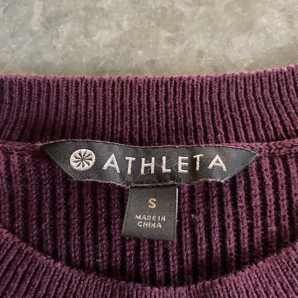 Athleta Rest Day Asym Crewneck Sweater Womens Small Purple Cotton Silk Lyocell - Picture 4 of 11